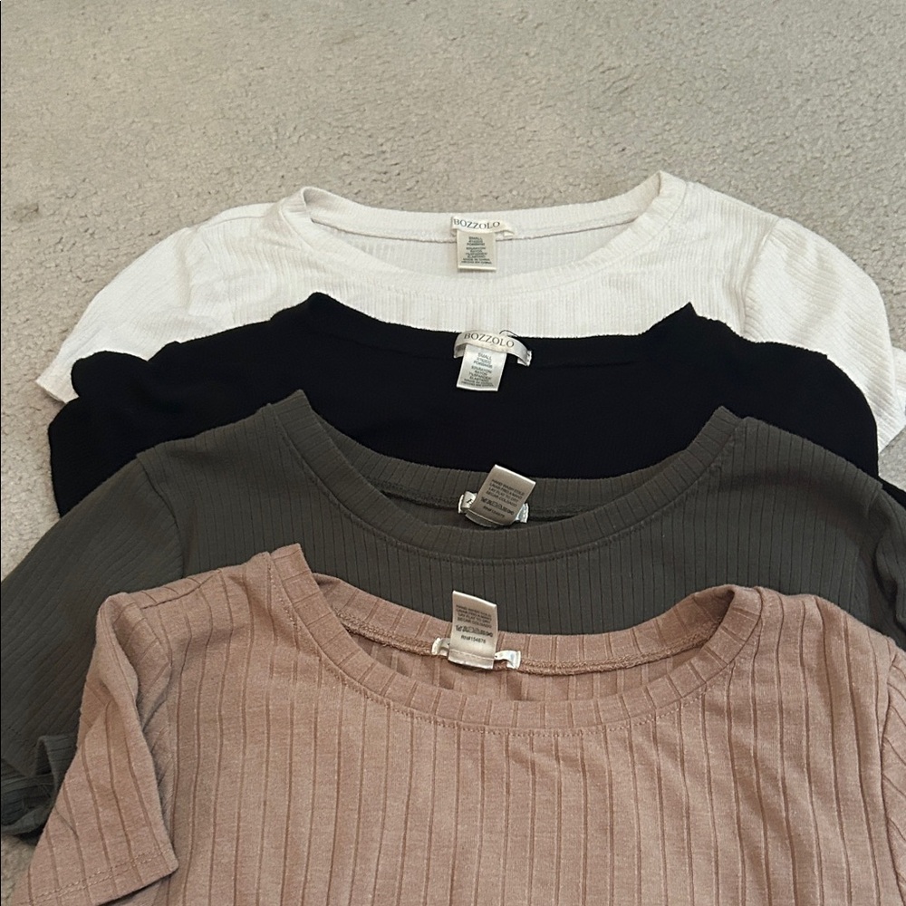 Bozzolo Ribbed Knit Tops in Classic Neutrals
